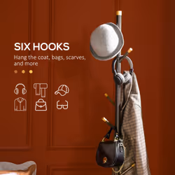 HOMCOM Coat Rack Bamboo Coat Stand with Round Base for Handbags - Additional view 4
