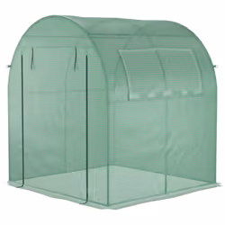 Outsunny Walk in Polytunnel Greenhouse with Roll-up Window and Door, Green - Additional view 6