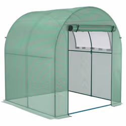 Outsunny Walk in Polytunnel Greenhouse with Roll-up Window and Door, Green - Additional view 7
