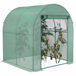 Outsunny Walk in Polytunnel Greenhouse with Roll-up Window and Door, Green - Additional view 8