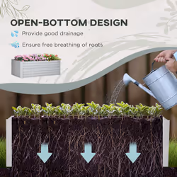 Outsunny Galvanised Steel Outdoor Raised Bed w/ Reinforced Rods, Light Grey