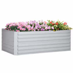 Outsunny Galvanised Steel Outdoor Raised Bed w/ Reinforced Rods, Light Grey - Additional view 8