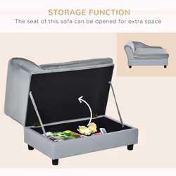 PawHut Pet Sofa Dog Chair Cat Couch w/ Storage, Cushion - Light Grey