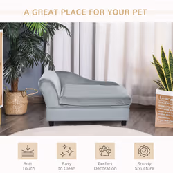PawHut Pet Sofa Dog Chair Cat Couch w/ Storage, Cushion - Light Grey - Additional view 6