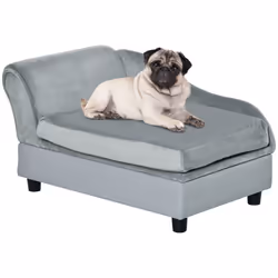 PawHut Pet Sofa Dog Chair Cat Couch w/ Storage, Cushion - Light Grey - Additional view 8