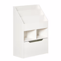 HOMCOM Kids Bookcase, Toy Box w/ Storage Drawer, Wheels for Bedroom - White - Additional view 8