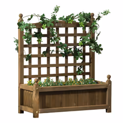 Outsunny Raised Garden Bed with Trellis Garden Planters Indoor Outdoor Brown - Additional view 8