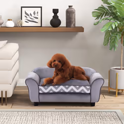 PawHut Dog Sofa Cat Couch Bed for XS Dogs w/ Removable Sponge Cushion - Grey