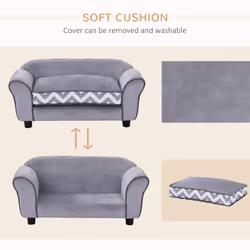 PawHut Dog Sofa Cat Couch Bed for XS Dogs w/ Removable Sponge Cushion - Grey