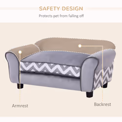 PawHut Dog Sofa Cat Couch Bed for XS Dogs w/ Removable Sponge Cushion - Grey - Additional view 4