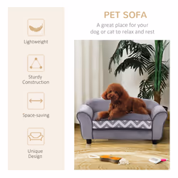 PawHut Dog Sofa Cat Couch Bed for XS Dogs w/ Removable Sponge Cushion - Grey - Additional view 5