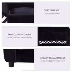 PawHut Dog Sofa Cat Couch Bed for XS Dogs w/ Removable Sponge Cushion - Black