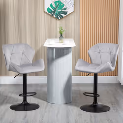 HOMCOM Set Of 2 Luxurious Velvet-Touch Bar Stools Metal Frame Footrest Grey