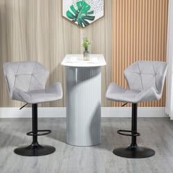 HOMCOM Set Of 2 Luxurious Velvet-Touch Bar Stools Metal Frame Footrest Grey