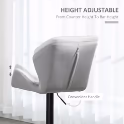 HOMCOM Set Of 2 Luxurious Velvet-Touch Bar Stools Metal Frame Footrest Grey - Additional view 11