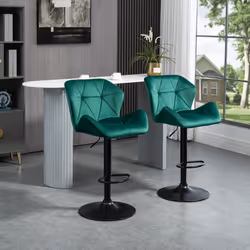 HOMCOM Set Of 2 Luxurious Velvet-Touch Bar Stools Metal Frame Footrest Green