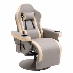 HOMCOM Manual Recliner Armchair PU Sofa Chair w/ Footrest & 135 Reclining