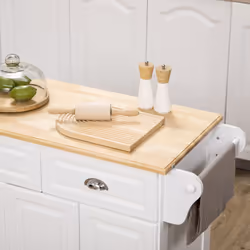 HOMCOM Kitchen Island with Adjustable Shelf Storage Drawers and Cabinets White - Additional view 6