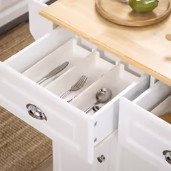 HOMCOM Kitchen Island with Adjustable Shelf Storage Drawers and Cabinets White - Additional view 8