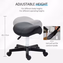 HOMCOM Saddle Stool Adjustable Rolling Salon Chair for Massage Spa Beauty Black