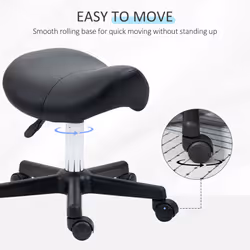 HOMCOM Saddle Stool Adjustable Rolling Salon Chair for Massage Spa Beauty Black