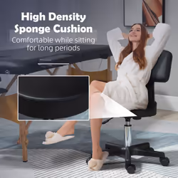 HOMCOM Adjustable Swivel Salon Chair Padded Seat Back 5 Wheels Black