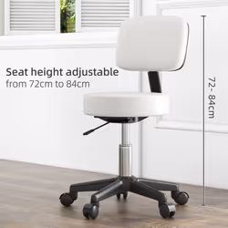 HOMCOM Adjustable Swivel Salon Chair Padded Seat Back 5 Wheels White - Additional view 5