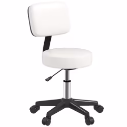 HOMCOM Adjustable Swivel Salon Chair Padded Seat Back 5 Wheels White - Additional view 8