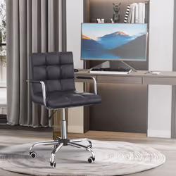 Vinsetto Mid Back Home Office Chair Swivel Computer Chair with Armrests, Black