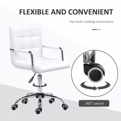 Vinsetto Mid Back Home Office Chair Swivel Computer Chair with Armrests, White