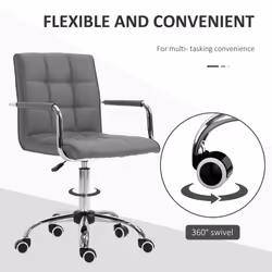Vinsetto Mid Back Home Office Chair Swivel Computer Chair with Armrests, Grey - Additional view 4