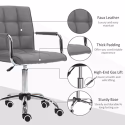 Vinsetto Mid Back Home Office Chair Swivel Computer Chair with Armrests, Grey - Additional view 5