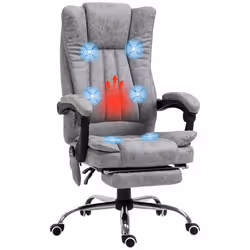 Vinsetto 6-Point Vibrating Heat Massage Chair w/ Microfibre Upholstery Grey