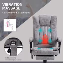 Vinsetto 6-Point Vibrating Heat Massage Chair w/ Microfibre Upholstery Grey - Additional view 5