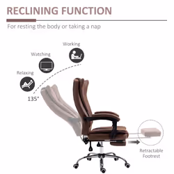 Vinsetto Executive Office Chair Computer Desk Chair for Home w/ Footrest, Brown - Additional view 4