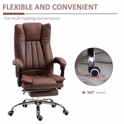 Vinsetto Executive Office Chair Computer Desk Chair for Home w/ Footrest, Brown - Additional view 5
