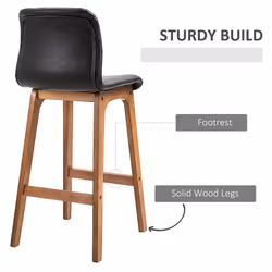 HOMCOM Modern Wood Bar Chairs Kitchen Cafe Stools Dining Barstool Brown