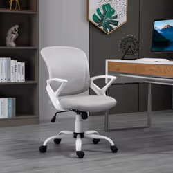 Vinsetto Mesh Task Swivel Chair Home Office Desk w/ Lumbar Back Support, Grey