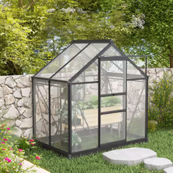 Outsunny 6x4ft Walk-In Polycarbonate Greenhouse Plant Grow Galvanized Aluminium - Additional view 7