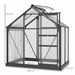 Outsunny 6x4ft Walk-In Polycarbonate Greenhouse Plant Grow Galvanized Aluminium - Additional view 8