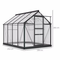 Outsunny 6x8ft Walk-In Polycarbonate Greenhouse Plant Grow Galvanized Aluminium - Additional view 8