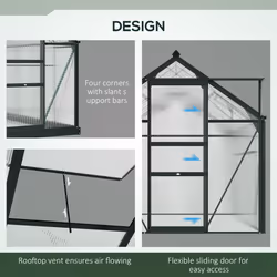 Outsunny 6x10ft Walk-In Polycarbonate Greenhouse Plant Grow Galvanized Aluminium