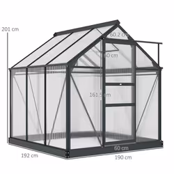Outsunny 6x6ft Walk-In Polycarbonate Greenhouse Plant Grow Galvanized Aluminium - Additional view 7