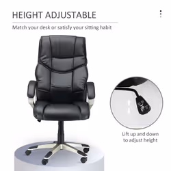 HOMCOM Executive Office Chair Faux Leather Computer Desk Chair w/ Wheel Black