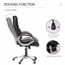HOMCOM Executive Office Chair Faux Leather Computer Desk Chair w/ Wheel Black