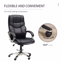 HOMCOM Executive Office Chair Faux Leather Computer Desk Chair w/ Wheel Black - Additional view 4