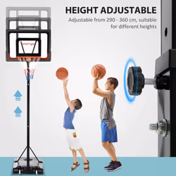 SPORTNOW 2.1-2.6m Basketball Hoop and Stand w/ Weighted Base and Wheels