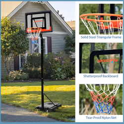 SPORTNOW 2.1-2.6m Basketball Hoop and Stand w/ Weighted Base and Wheels - Additional view 6