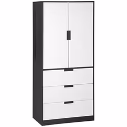 HOMCOM 2 Door Wardrobe White Wardrobe with 3 Drawer and Hanging Rod for Bedroom - Additional view 8