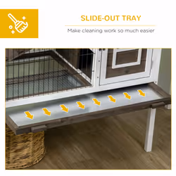PawHut Wooden Rabbit Hutch, Small Animal House w/ Removable Tray, Openable Roof - Additional view 4